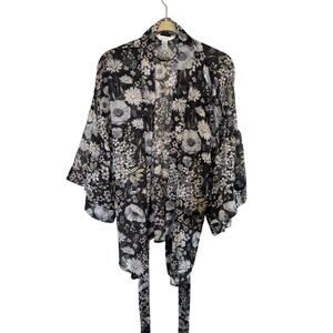 Kimono One Size Floral Belt Beach Cover Up Vacation Beach Cover Up Boho Resort